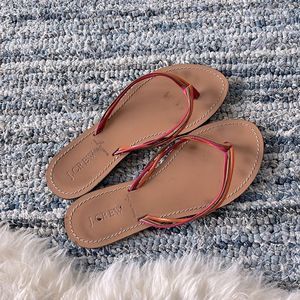 J. Crew Leather Sandals with multicolored straps (orange/fuschia/gold metallic)